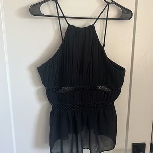 Bebe Black Halter Cutout Keyhole Top